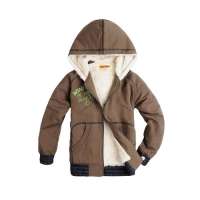 加菲猫男童针织连帽厚夹克GJWE095702沼泽绿140