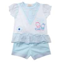 小富兰克夏季卡通女宝宝彩点花边套裙0118/浅黄色/73