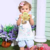 小富兰克夏装女童卡通小兔前开半开短袖套裙0139/天蓝色/90