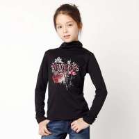童壹库春夏优雅公主乖乖宝贝长袖T恤KUWC5524黑色150
