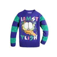 加菲猫女童大猫头圆领毛衣GGME105202罗蓝紫160