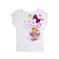 加菲猫女童针织挽袖T恤GTWE055401亮丽白160