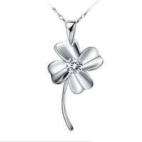 [diya] S925银 幸运四叶草吊坠 SX1079  送银链(银色)