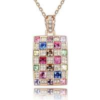 【diya】绝美水晶-奢华女王项链（玫瑰金+彩色）SX1107