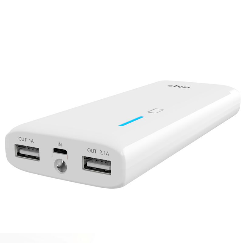 爱国者(aigo) 移动电源K112 10000毫安 双USB输出 LED强光手电 白色