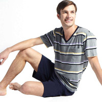 恒适 Hanes男式V领短袖中裤套装印花混色A(XL)SLM114-602-N.911.XL