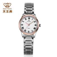 天王表 复古商务休闲全钢手表 情侣女表 LS3686TP白