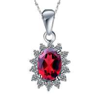 Fedora斐达罗 天然石榴石吊坠 浪漫奇缘女款宝石项链DBSL10134