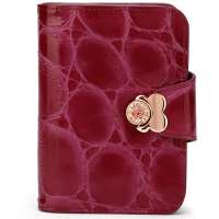 万里马wanlima时尚镶钻牛皮女士短款钱包21419546787紫红