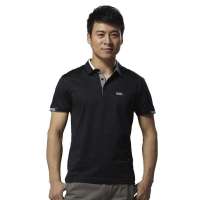 HODO红豆男装时尚休闲翻领拼接淡色短袖T恤HDETS2193(S01黑色180/96A)