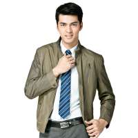 HODO红豆男装时尚立领棉涤相拼帅气夹克外套HDEJDB224(G06橄榄绿170/88A)