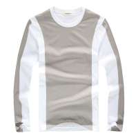 诠渡良品 男装帅气拼接型男格调长袖T恤30806(灰色/M)