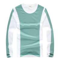 诠渡良品 男装帅气拼接型男格调长袖T恤30806(绿色/XL)