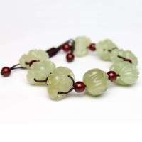 老山玉器 新疆和田玉石玉器 青白玉手链手串双福P0013197