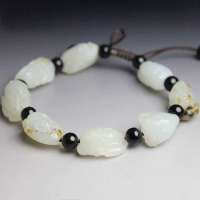 老山玉器 新疆和田玉石玉器 白玉籽料八仙手链p0005272