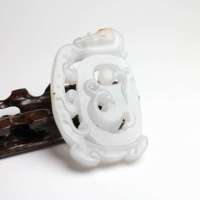 老山玉器 新疆和田玉石玉器 白玉挂件吊坠仿古龙凤佩p0008371