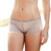 雅歌莉性感蕾丝边无痕豹纹女士平角内裤浅灰色(L)LC0107