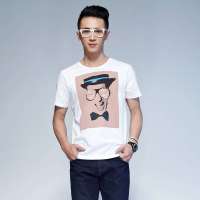 唐狮 男式 男潮流头像印花短袖Tee恤613111022401(漂白S)