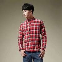 唐狮 男式 男法兰绒长袖衬衫612311015414(玛丽红S)