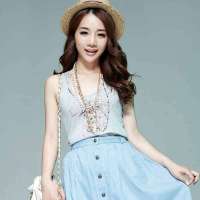 唐狮 女式  女印花背心613121021002(浅麻灰M)