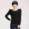 唐狮 女式  女款圆领泡泡袖线衫112321043144(黑色M)