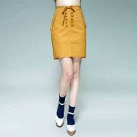 唐狮 女式  女素色短裙613122102401(姜黄L)