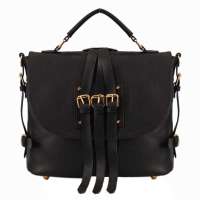 优哈优哈新款皮带装饰单肩斜挎女包WDD025黑色