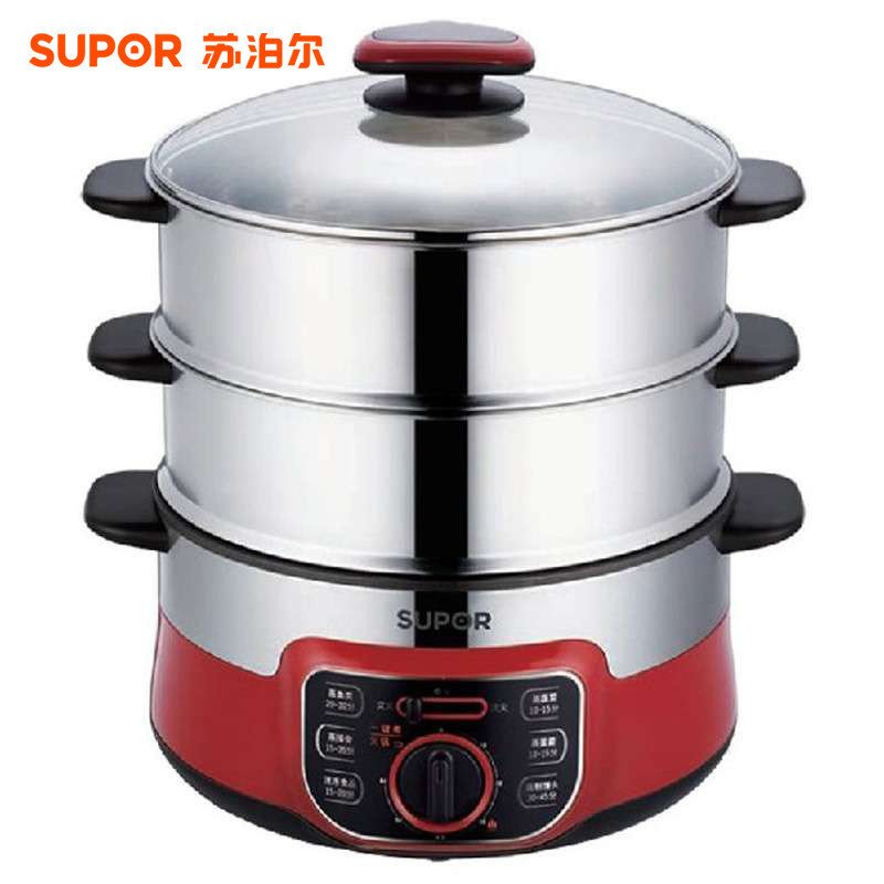 Supor/苏泊尔 Z12YN6-G2 电蒸锅不锈钢多功能电火锅多层蒸笼12L大容量高清大图
