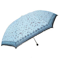天堂3303E蕾丝豹纹黑胶铅笔伞天蓝
