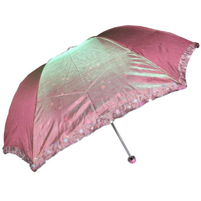 天堂3312E迷彩星辰变色闪光布晴雨伞粉色