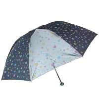 天堂3336E花开时节缎面黑胶遮阳伞蓝灰