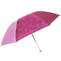 天堂3336E花开时节缎面黑胶遮阳伞玫红