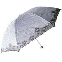 天堂富士美景樱花贴纱缀亮片三折超轻绣花晴雨伞 紫色