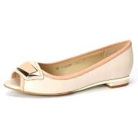 卡迪娜春季新款羊皮休闲舒适鱼嘴女单鞋KS39937  麦色/粉色38