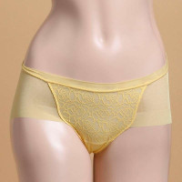 安莉芳河畔玫瑰 女士网纱无痕平角裤 黄色(L)E21321