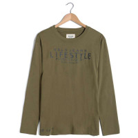 VaLS 男装经典米字旗复古怀旧圆领长袖T恤字母T恤010200144(军绿/XL)