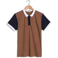 VaLS 男装时尚休闲撞色拼接短袖POLO衫010100009(咖色/M)