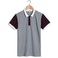 VaLS 男装时尚休闲撞色拼接短袖POLO衫010100009(灰色/M)