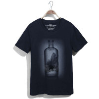 VaLS 男装经典羽毛瓶个性印花圆领短袖T恤010300023(蓝色/XL)