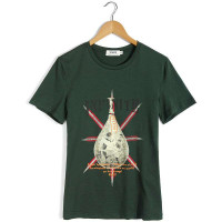 VaLS 男装复古拳击沙袋个性印花圆领短袖T恤010300043(墨绿色/XXL)