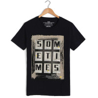 VaLS 男装九格字母复古个性印花圆领短袖T恤010300048(黑色/M)