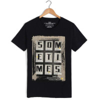 VaLS 男装九格字母复古个性印花圆领短袖T恤010300048(黑色/L)