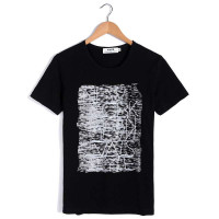 VaLS 男装时尚烟雾烫印字母印花圆领短袖T恤010300033(黑色/XXL)