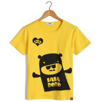 VaLS 男装时尚休闲卡通熊个性印花圆领短袖T恤010300016(黄色/XXL)