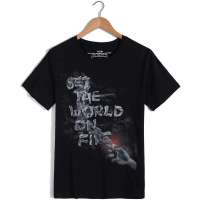 VaLS 男装打火机烟灰字母印花圆领短袖T恤时尚休闲T恤010300025(黑色/M)