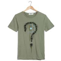 VaLS 男装烟熏问号粉浆印花圆领短袖T恤时尚休闲T恤010300017(军绿色/XXL)