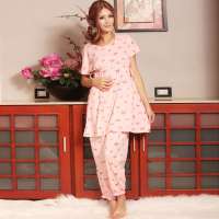 osharestation半袖裙摆上衣家居服套装粉色(均码)60037A红