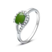 凤禧 心有所属S925银和田玉碧玉戒指