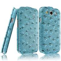艾美克(IMAK)三星 i9300 i9308 GALAXY SIII S3 鸵鸟纹皮套 精致蓝
