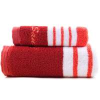 三利 嘉年华毛巾浴巾两件套 橘红